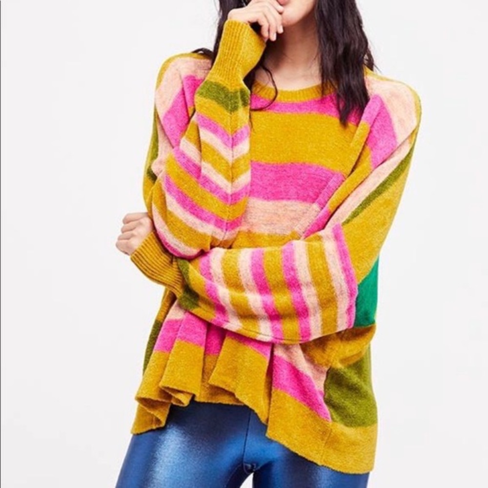 Free People All About You Chenille  Striped sweater M